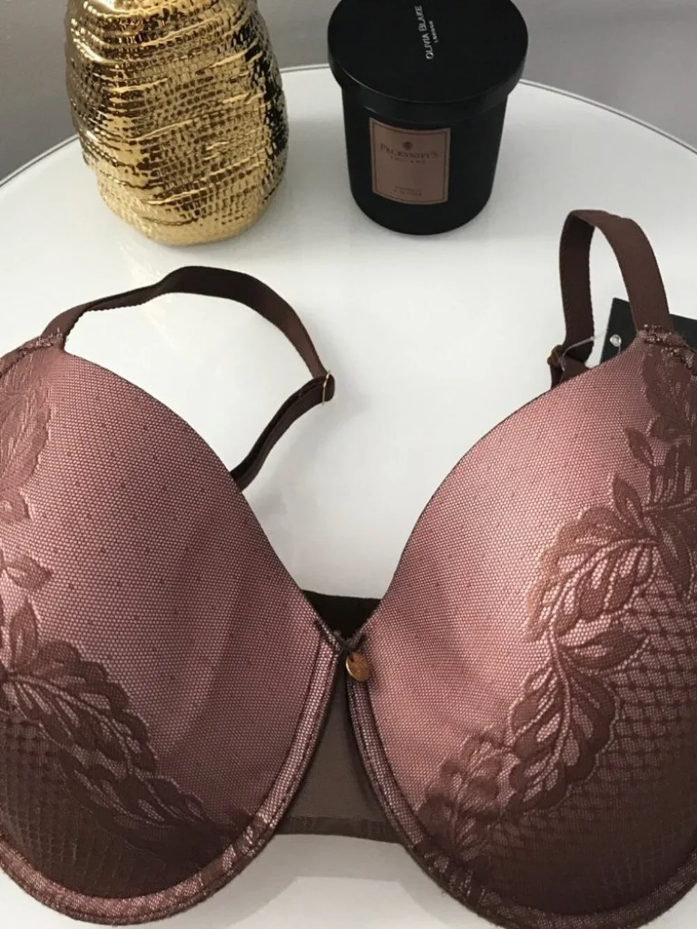 Natori Smooth Scroll Full Figure Underwire Bra 30H Truffle Blush NWT